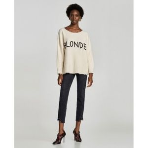 Zara Blonde Frayed Sweater